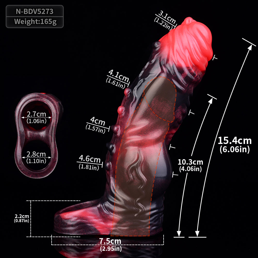 Penis Sleeve Lava Pattern – Vibration, Ball Matrix & Erection Aid | Platinum Silicone | SilikonLust