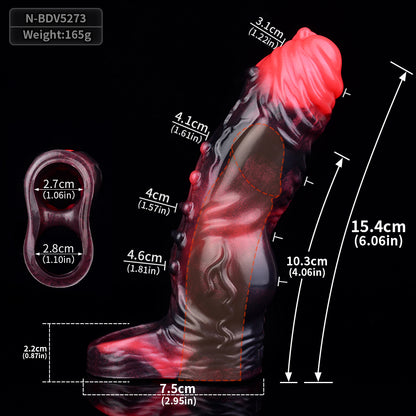 Penis Sleeve Lava Pattern – Vibration, Ball Matrix & Erection Aid | Platinum Silicone | SilikonLust