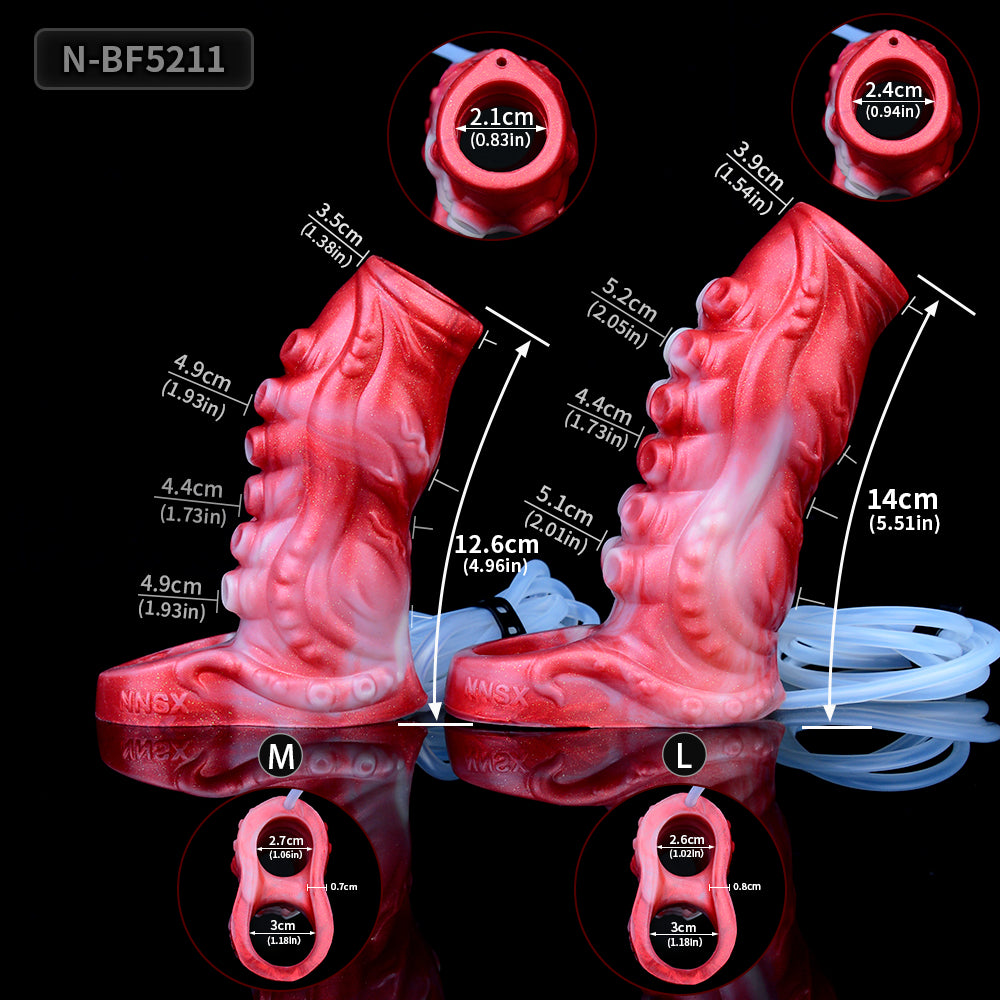 Premium Silicone Penis Sleeve with Sperm Feature – Red and White Dildo Sleeve for an Intense Couple's Experience