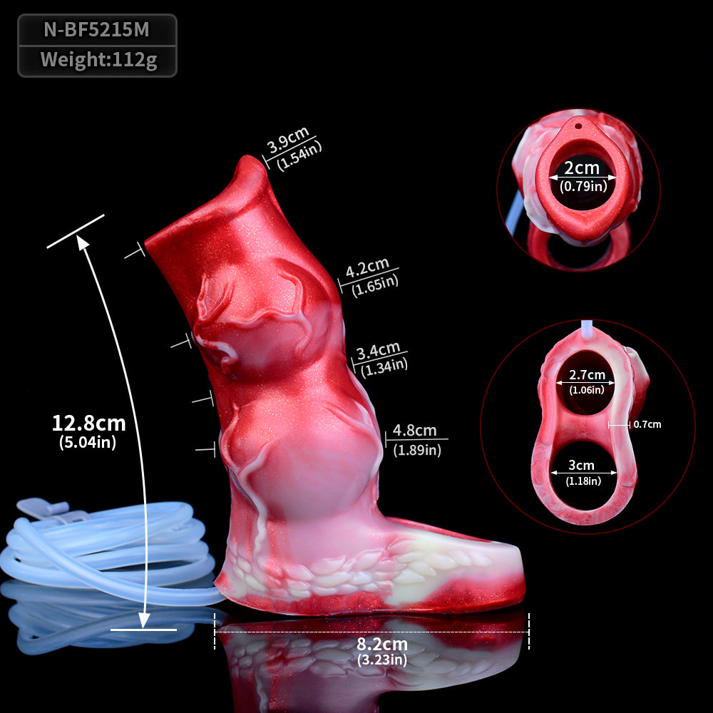 Fleshy Blood Vein Penis Sleeve | Platinum Silicone Red Marble Cock Sleeve with Blood Vessel Marble Casting