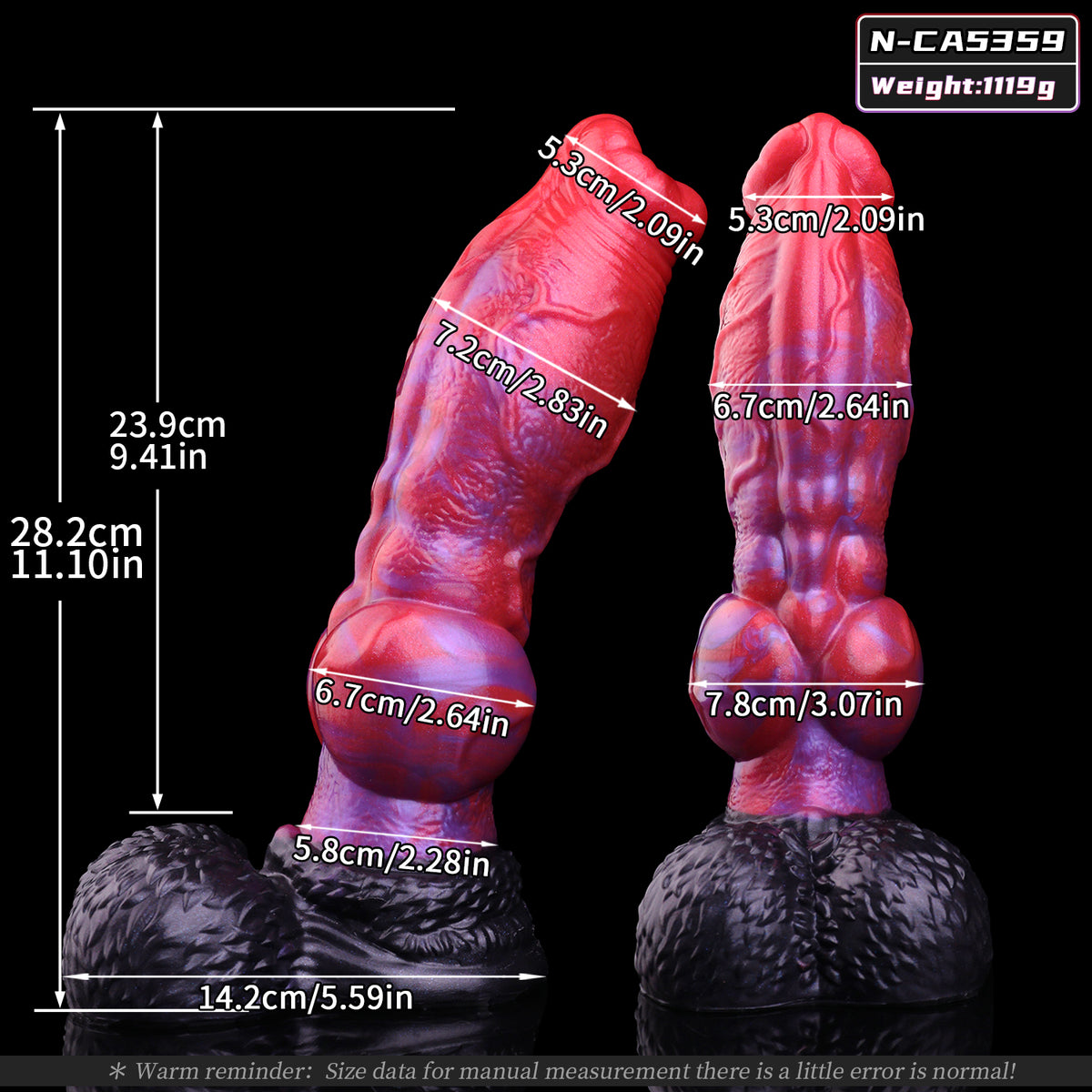Drachenpuls Dog Dildo – Radialblüten-Glans, Grob-Unregelmäßige Aderreliefstruktur, Dual-Knotenschaft & Schwarzer Drachenschuppen-Hodensaugnapf-Sockel aus Platin-Silikon