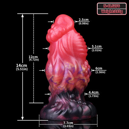 Fantasy Creature Anal Dildo - Traubenknoten Kopf | Tentakel Basis Rot-Violett Platin