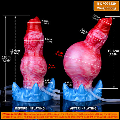 Fantasy Dildo Blutrot & Spritzend – Squirting Beast Dildo mit Mehrblättrigem Kopf, Riesigem Kugelknoten