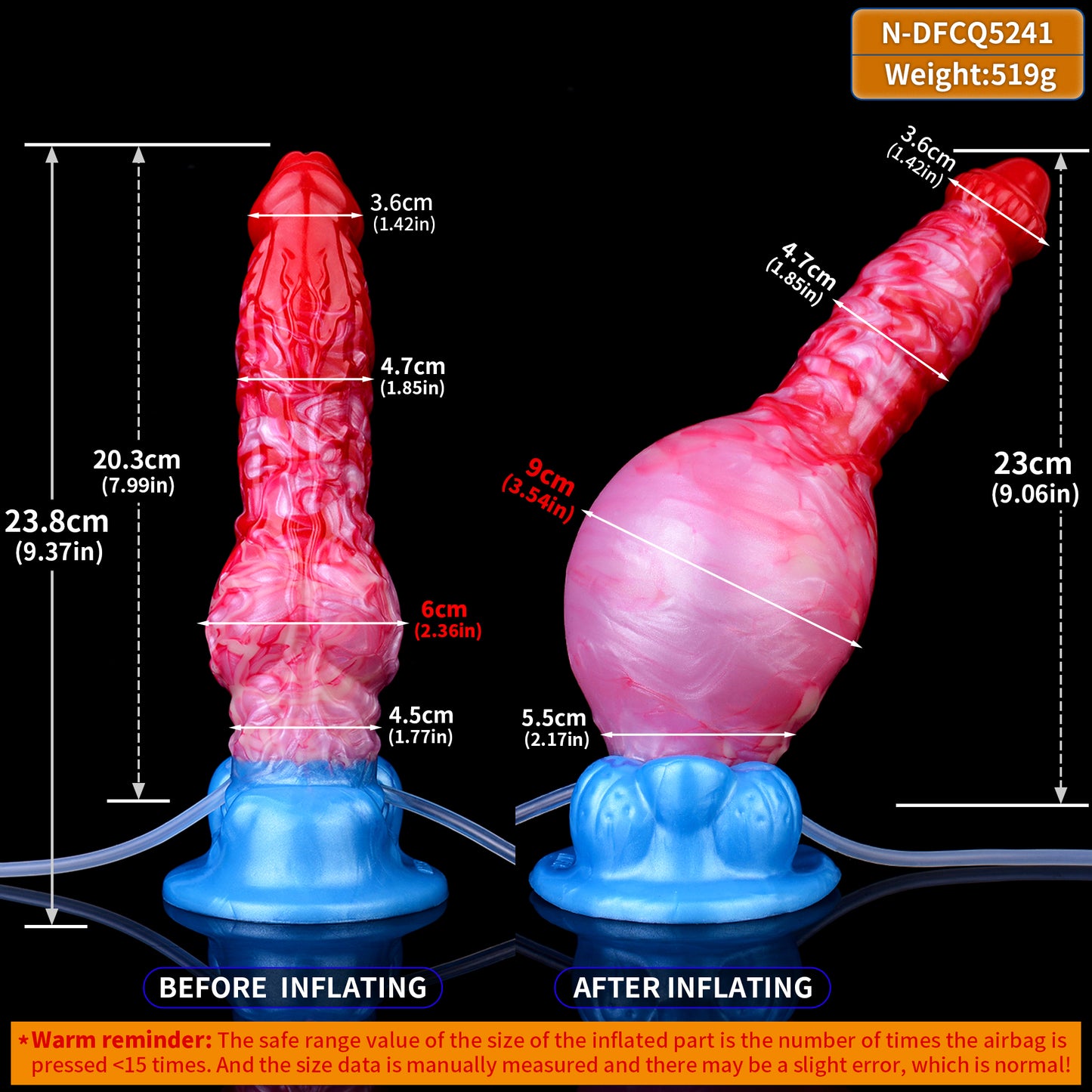 Crimson-to-Cobalt Fantasy Platinum Silicone Dildo - Creature Scale Squirting Dildo with Inflatable Knot Base