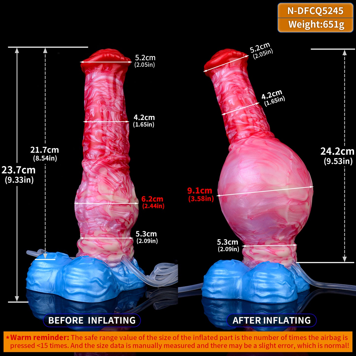 Tapered Muscle-Cord Platinum Silicone Dildo - Fantasy Squirting Knot Dildo with Dual Injection System for Progressive Beast Expansion