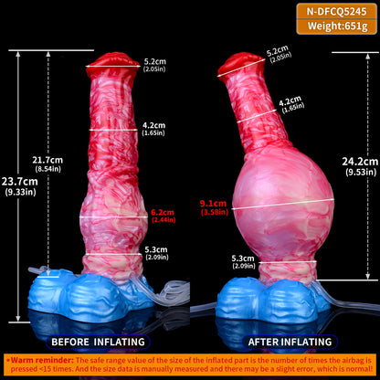 Tapered Muscle-Cord Platinum Silicone Dildo - Fantasy Squirting Knot Dildo with Dual Injection System for Progressive Beast Expansion