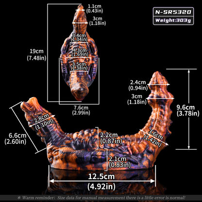 Mystischer Drachen Sex Grinder mit Vibrations-Loch – U-förmiges Strap-On Reitpad für Tribadie & freihändige Paar-Spiele