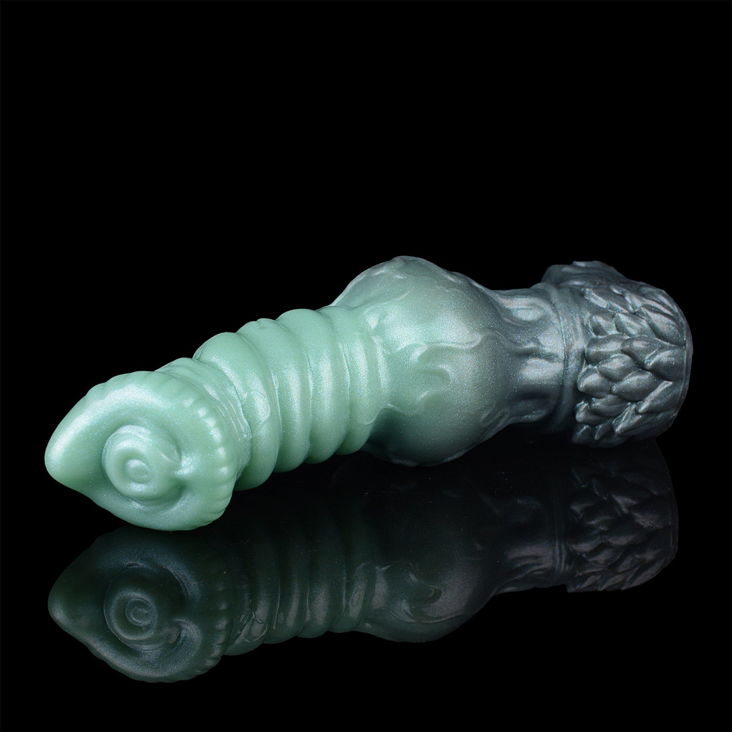 Venomous Jade – Platinum Silicone Spiral Penis Sleeve with Testicle Ring