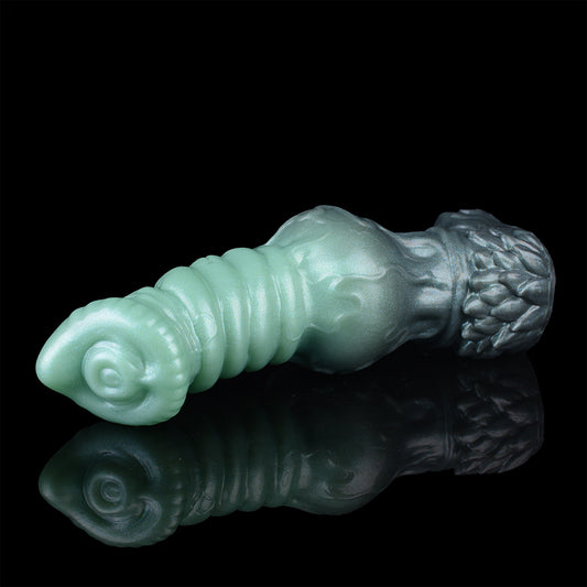 Venomous Jade – Platinum Silicone Spiral Penis Sleeve with Testicle Ring