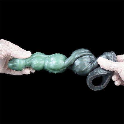 Neon-Plasma Overlord – Biomorpher Penisekstender mit Hodenband aus Platin-Silikon
