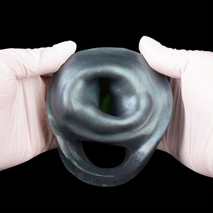 Neon-Plasma Overlord – Biomorpher Penisekstender mit Hodenband aus Platin-Silikon