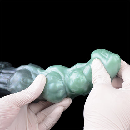 Neon-Plasma Overlord – Biomorpher Penisekstender mit Hodenband aus Platin-Silikon
