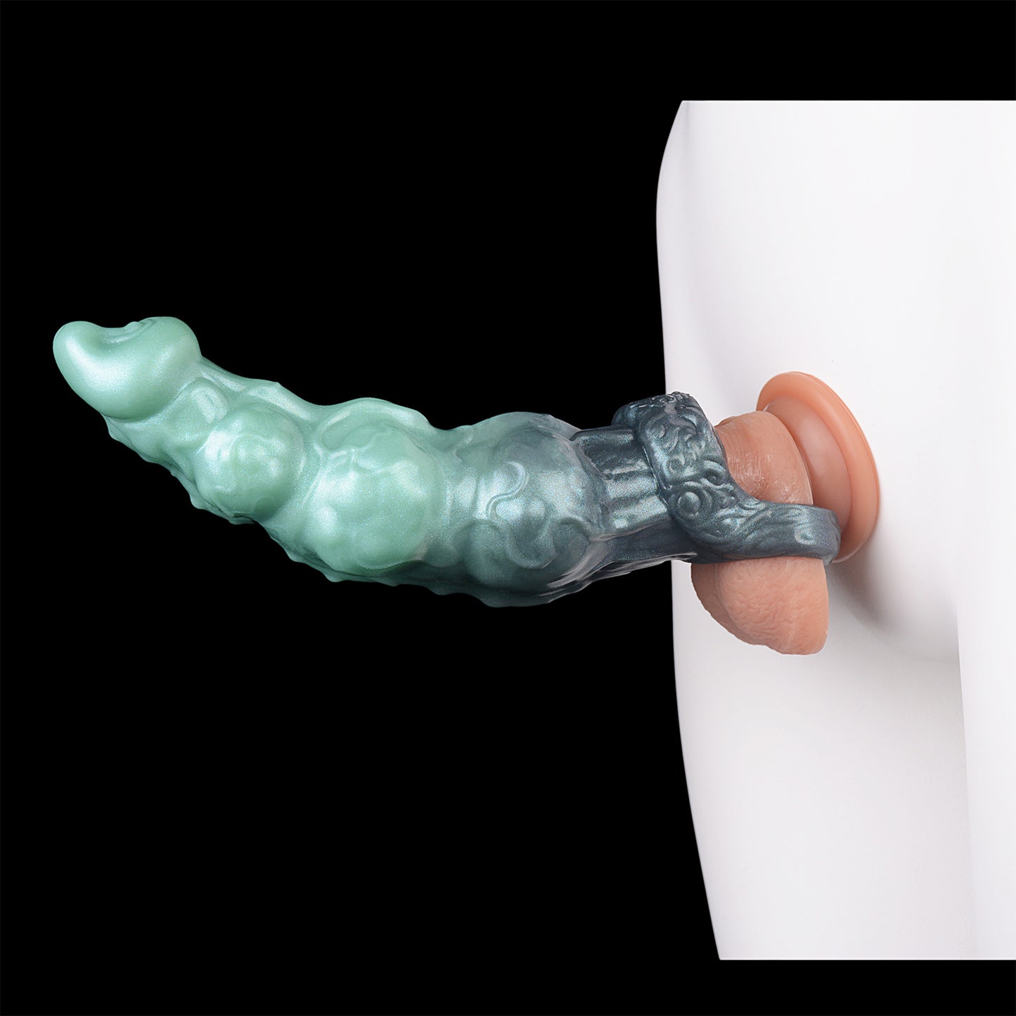 Neon-Plasma Overlord – Biomorpher Penisekstender mit Hodenband aus Platin-Silikon