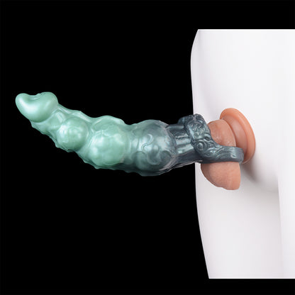 Neon-Plasma Overlord – Biomorpher Penisekstender mit Hodenband aus Platin-Silikon