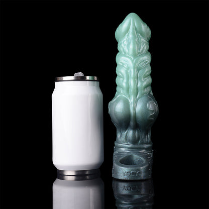Venomous Jade – Platinum Silicone Spiral Penis Sleeve with Testicle Ring
