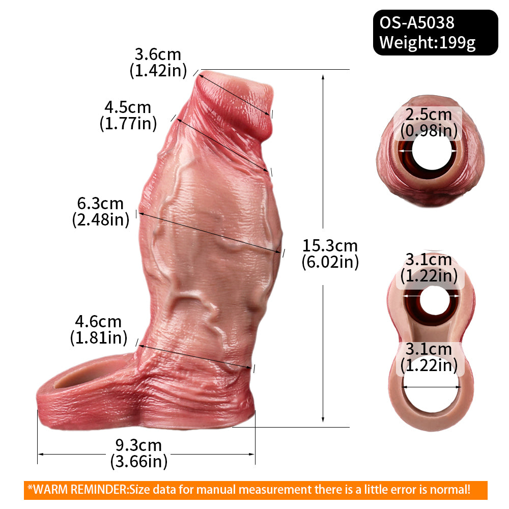 Realistische Penis Hülle mit Hodenring & Eichel-Aussparung – Silikon Sleeve in natürlicher Hautfarbe für maximale Power