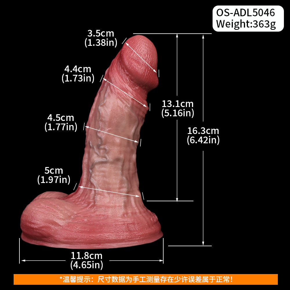 Gradient Fantasy Dildo Luxurious Silicone - Dildo with Three-Color Gradient and Prominent Testicles
