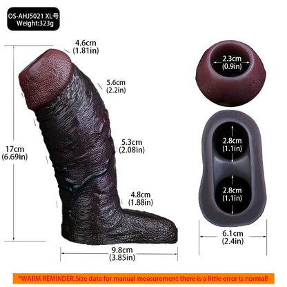 Obsidian Realistischer Penis Sleeve mit Hodenring – Premium Penis-Manschette für Verdickung & Maximale Ausdauer