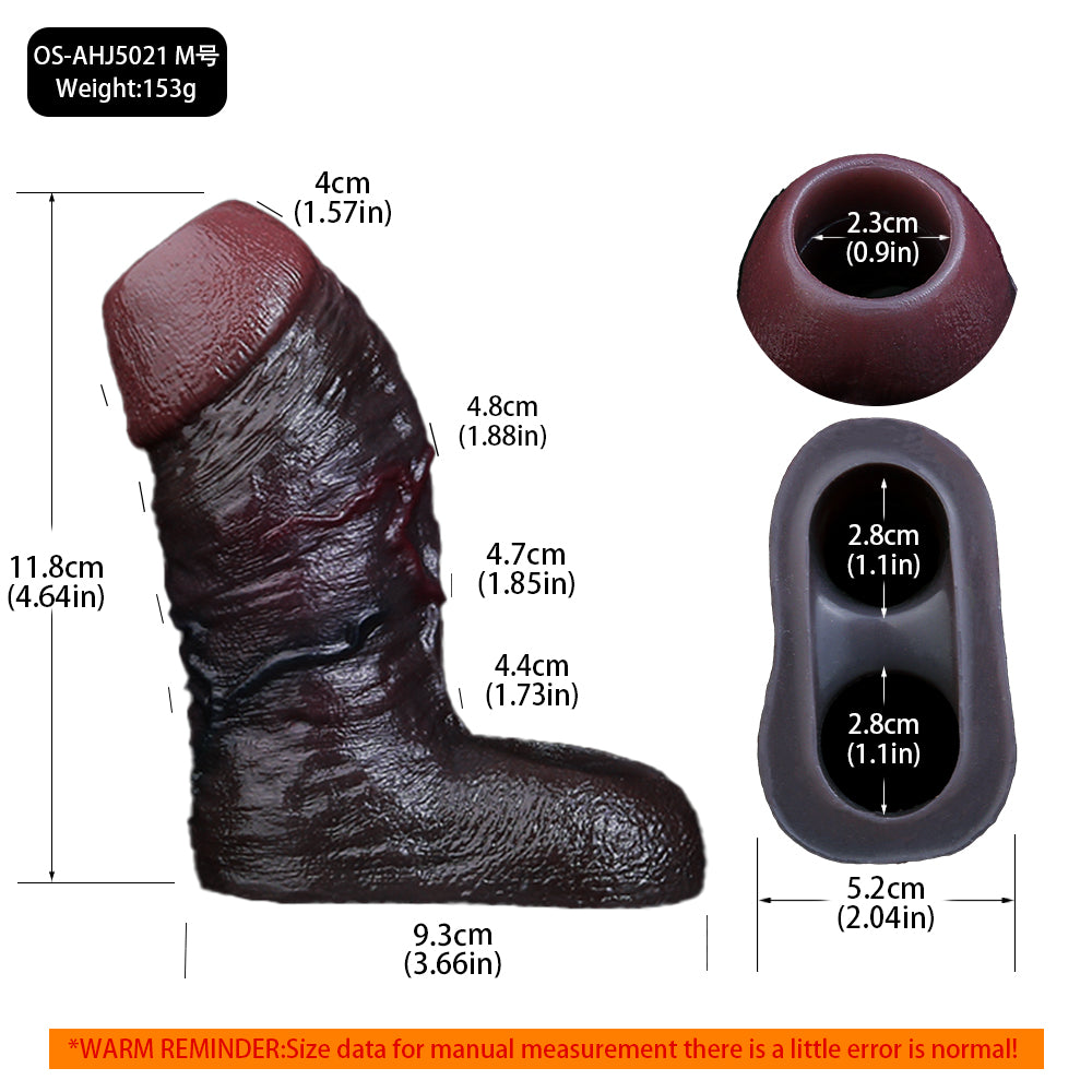Obsidian Realistischer Penis Sleeve mit Hodenring – Premium Penis-Manschette für Verdickung & Maximale Ausdauer