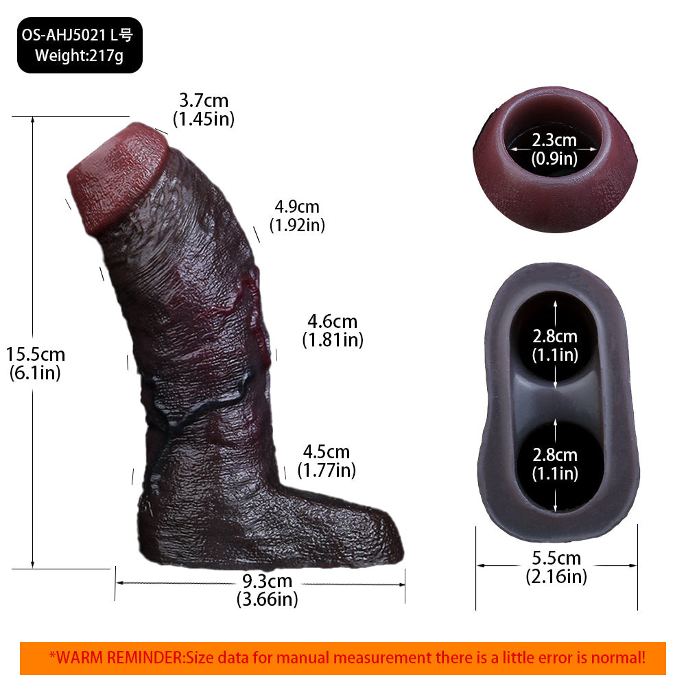Obsidian Realistischer Penis Sleeve mit Hodenring – Premium Penis-Manschette für Verdickung & Maximale Ausdauer