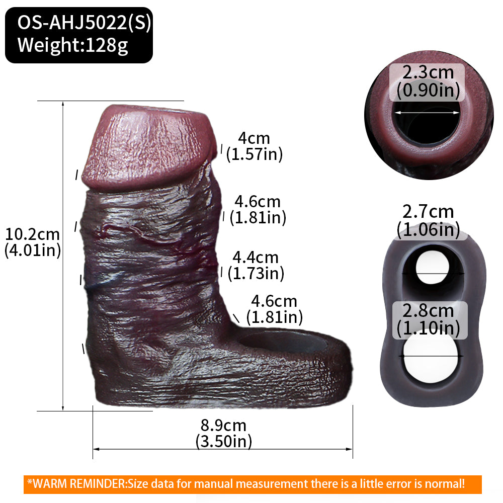 Penis Sleeve Aubergine – Vorhaut-Design, Verzögerungsring & S/M/L Größenwahl