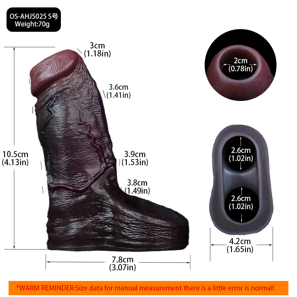 Exklusive Obsidian Penishülle mit Hodenband | Realistischer Penisüberzug für Verdickung & Längeren Sex