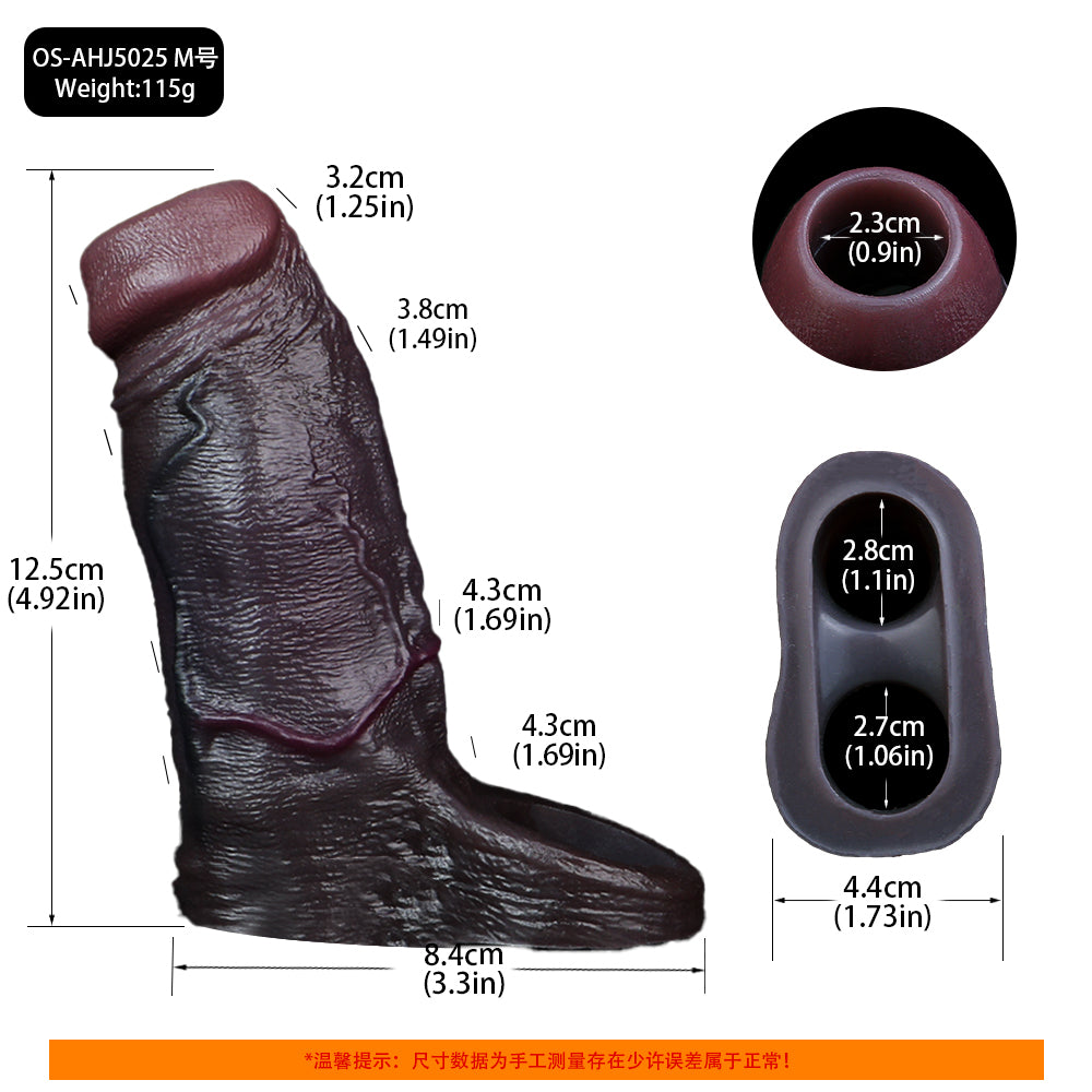 Exklusive Obsidian Penishülle mit Hodenband | Realistischer Penisüberzug für Verdickung & Längeren Sex