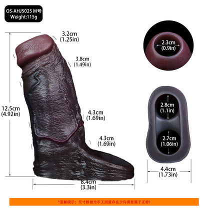 Exklusive Obsidian Penishülle mit Hodenband | Realistischer Penisüberzug für Verdickung & Längeren Sex