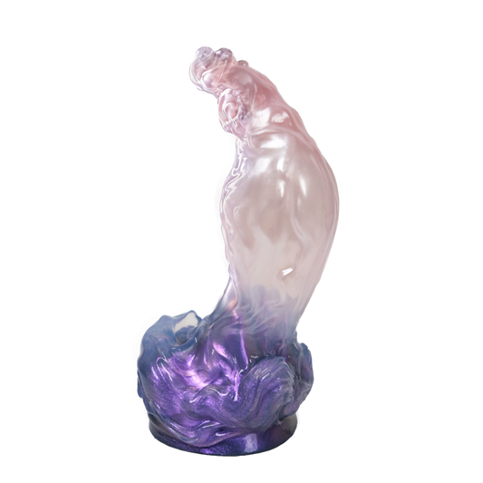 Steinbock-Dildo aus der Tierkreiszeichen-Serie – 30° Silber-Arc, Doppelpunkt-Stimulation & Platin-Silikon (XS/S/M)