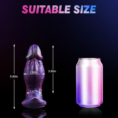 Realistic Fantasy Butt Plug with Suction Cup – Premium Platinum Silicone Anal Dildo in Cyber Violet for Intense Stretching
