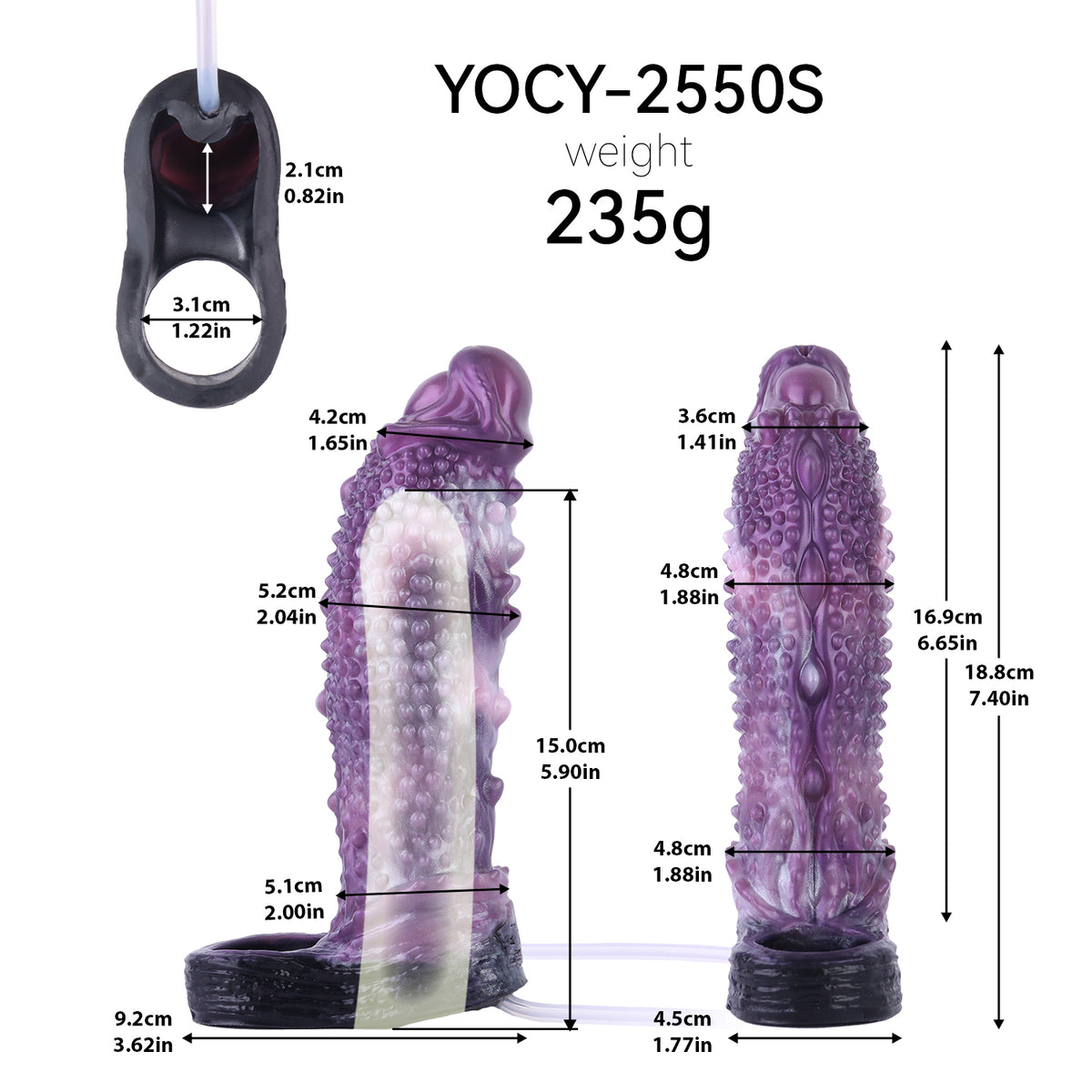 Penis Sleeve Alien – Violette Noppenhülle mit Spritzfunktion für Fantasy-Rollenspiele