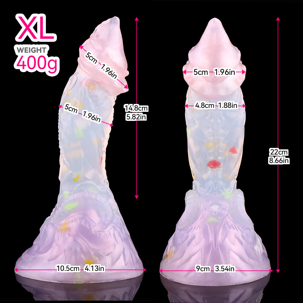 Magischer Pastell Fantasy Dildo – Transluzenter Silikondildo in Rosa & Lila mit Saugnapf