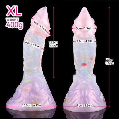 Magischer Pastell Fantasy Dildo – Transluzenter Silikondildo in Rosa & Lila mit Saugnapf