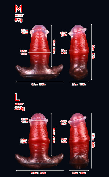 Strukturierter Analplug | Platinum Silicone Butt Plug mit Rippenring-Schaft, Perlen-Krone & Dark-Realism-Design