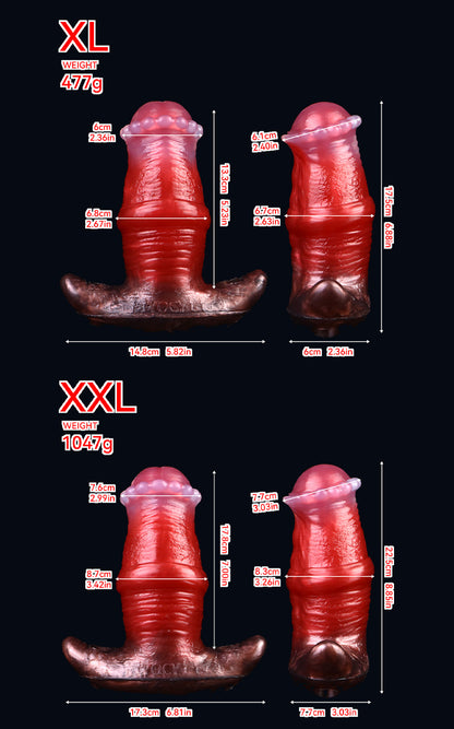 Strukturierter Analplug | Platinum Silicone Butt Plug mit Rippenring-Schaft, Perlen-Krone & Dark-Realism-Design
