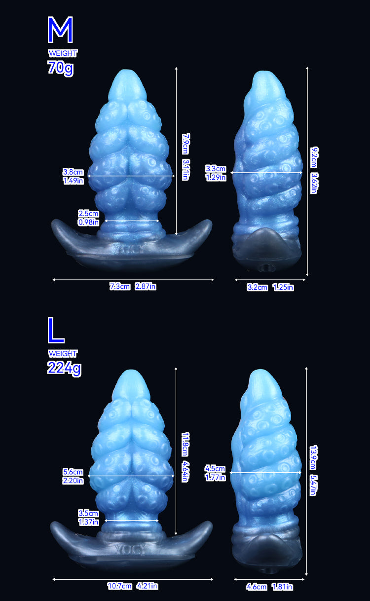 Dragon Tentakel Analplug – Fantasy Strap-on Dildo Butt Plug für Frauen | Platin-Silikon Blau