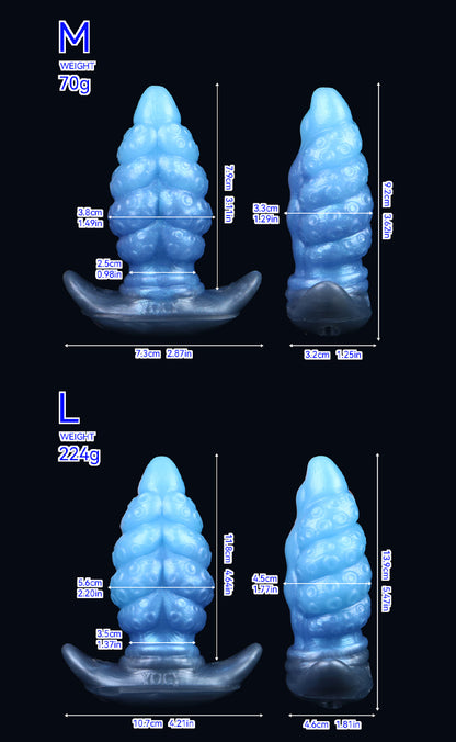 Dragon Tentakel Analplug – Fantasy Strap-on Dildo Butt Plug für Frauen | Platin-Silikon Blau