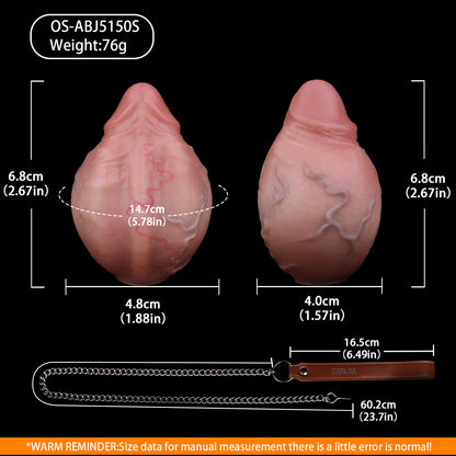 Realistischer Butt Plug in Penisform – Hodenhaut-Textur, Venenrelief & Abnehmbare Stahlkette aus Platin-Silikon (S/L)