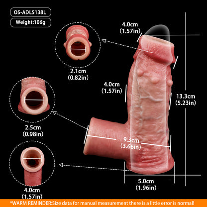 Penis Sleeve Pfirsichrosa – Kugelring, Organisches Faltenrelief & Innennoppen in L/S