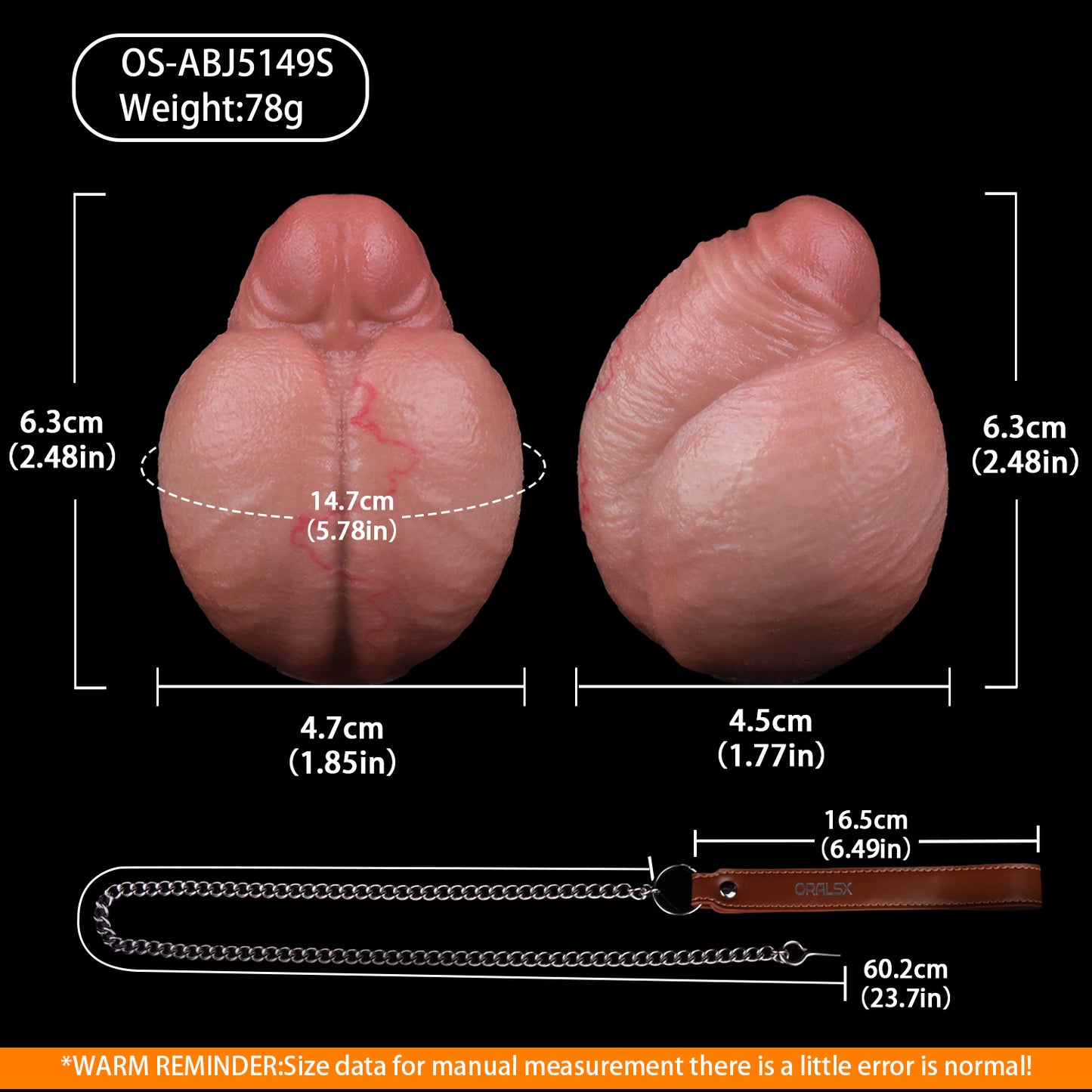 Realistischer Butt Plug im Hautton – Anatomischer Kugel-Analplug mit Hoden, Edelstahlkette & Lederband für Anfänger und BDSM-Spiele