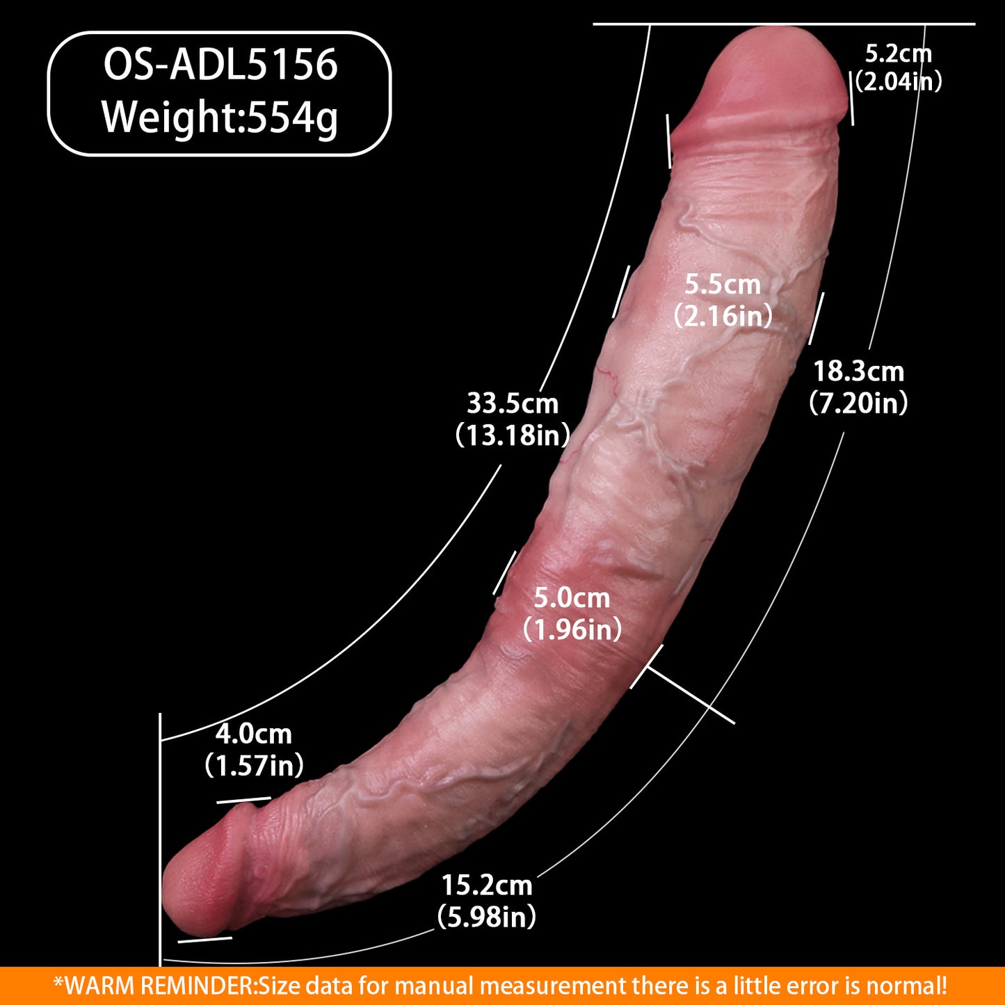 Asymmetrischer Double Dildo für Lesben &amp; Paare – Realistischer Doppeldildo aus Silikon für Zwei Frauen, Zweiseitiger Dildo mit Adern (Hautfarben)