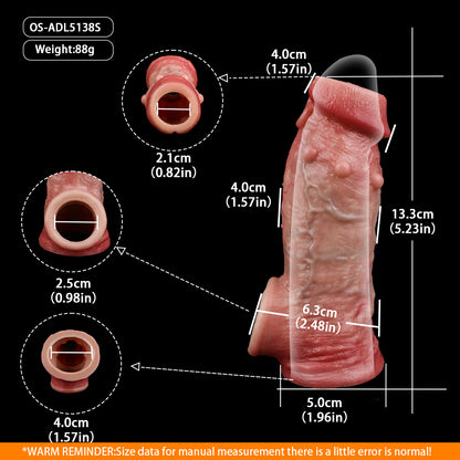 Penis Sleeve Pfirsichrosa – Kugelring, Organisches Faltenrelief & Innennoppen in L/S