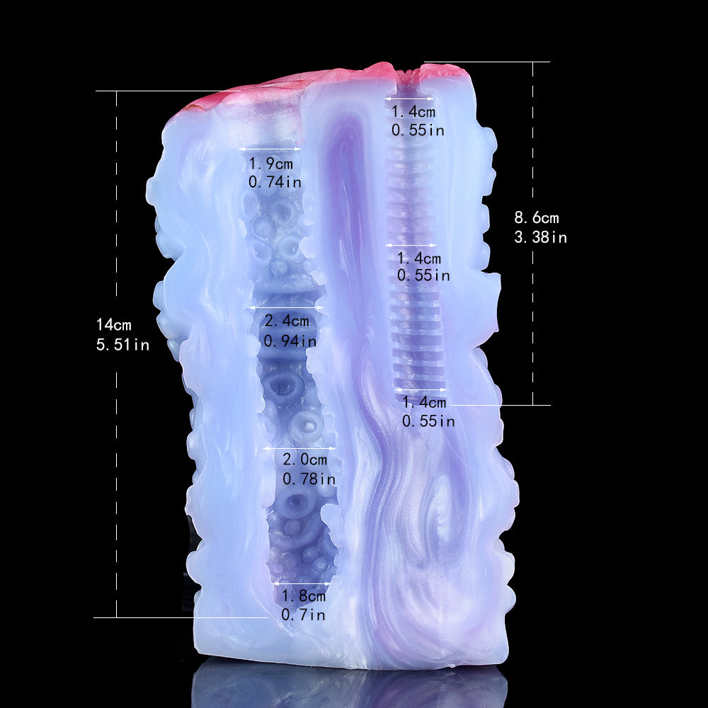 Vibrating Dual-Entrance Stroker with Tentacle Design – USB Vibrating Masturbator made of Platinum Silicone for Intense Fantasy Stimulation