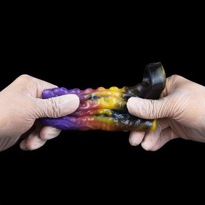 Penis Sleeve Tentakel Sunset – Violett, Orange & Gold mit Saugnapf-Textur