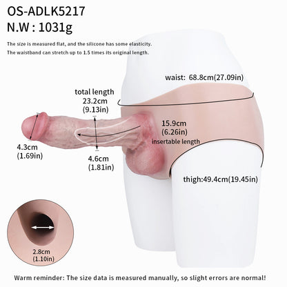 Pale Skin Tone Hollow Penis Sleeve - European White Multi-Color | Wearable Strap-On Platinum Silicone SiliconeLust