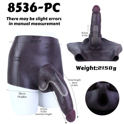 BBC Strap-On Dildo mit Hoden & Schwarzem Slip – Dunkelbraun, Blaues Venenrelief & Platin-Silikon für ED & Penisvergrößerung