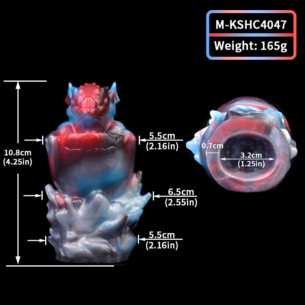 Skulpturaler Dragon Egg Gag | Platinum Silicone Hatchling Dragon Plug mit  Leder-Kopfband