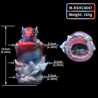 Skulpturaler Dragon Egg Gag | Platinum Silicone Hatchling Dragon Plug mit  Leder-Kopfband