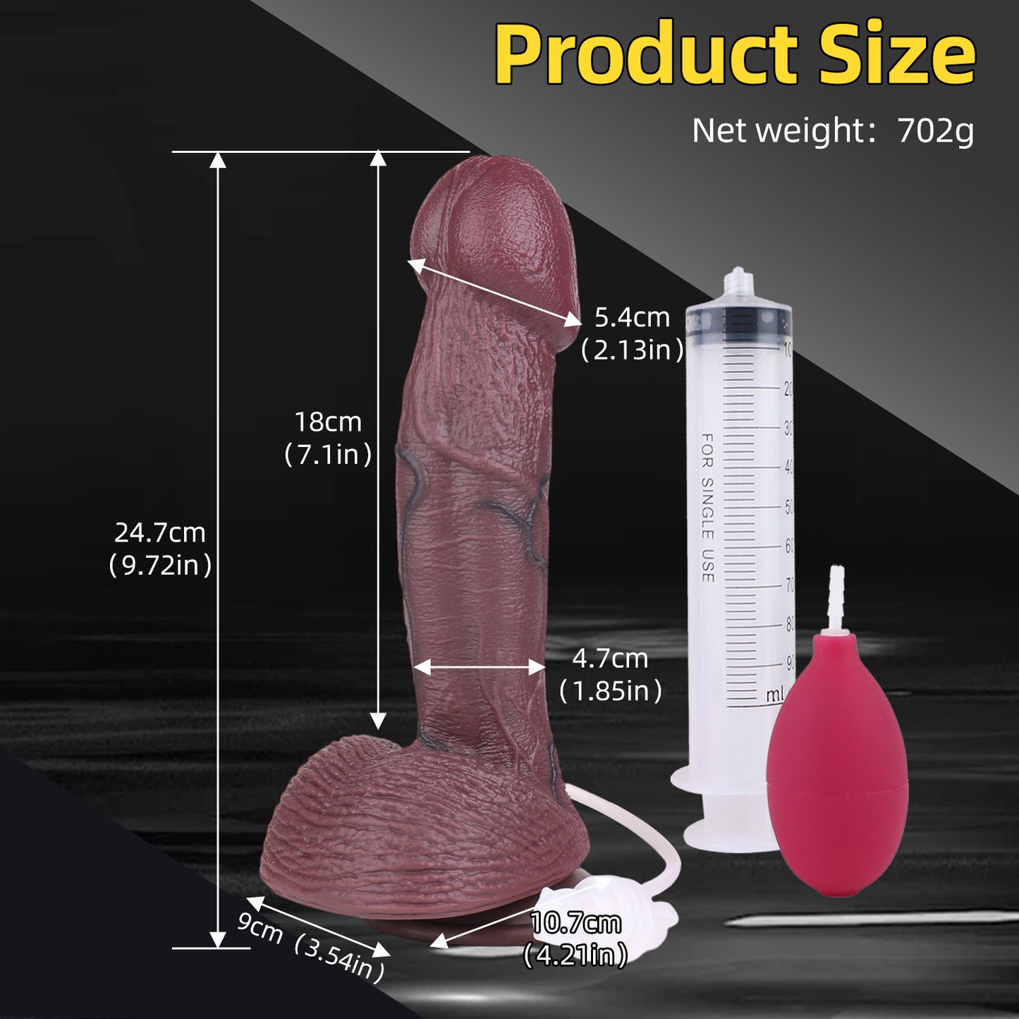 Riesenkopf Squirting Dildo | Platinum Silicone Huge Head Dildo mit Übergroßer Schirm-Glans