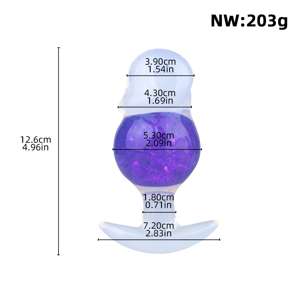 Crystal Strapon Butt Plug – Purple & Pink Pearlescent Fantasy Plug with Bio-Node & Ball Core